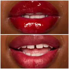 Labios de modelo usando Lip I.V. 22 Cherry Drenched.