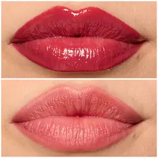 Labios de modelo usando Lip I.V. 09 Blush Rush.