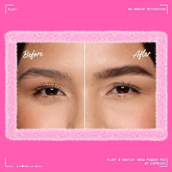 Antes y despues lapiz de cejas en polvo Fluff & Snatch