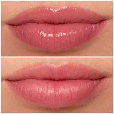 Labios de modelo usando Lip I.V. 17 Petal Pourin.